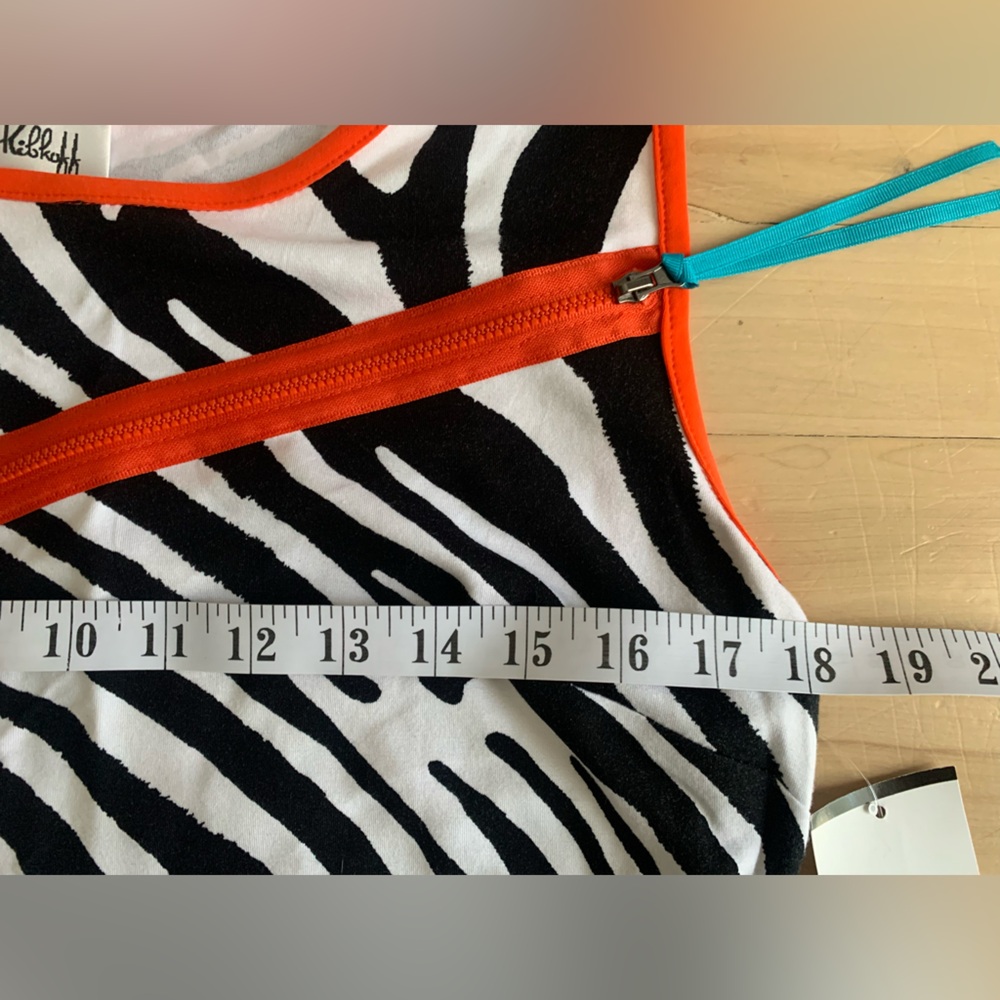 🆕 JOSEPH RIBKOFF - Black & White Zebra Tank with Bright Orange Trim - Picture 6 of 9